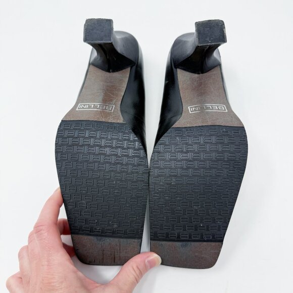 Vintage 90s Bellini Black Leather Square Toe Pumps Women's Size 8.5 EUC - Picture 6 of 7